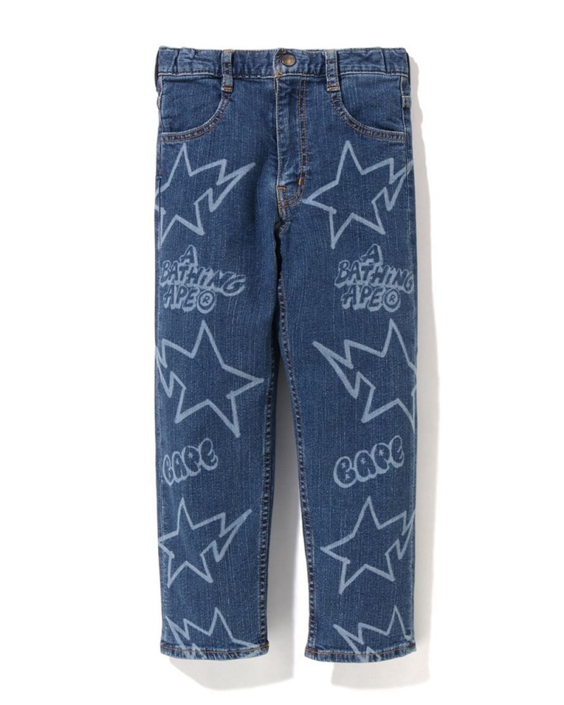 Pantalons Bape Random STA Denim Bleu Marine Bleu Enfant | UPO-94359235